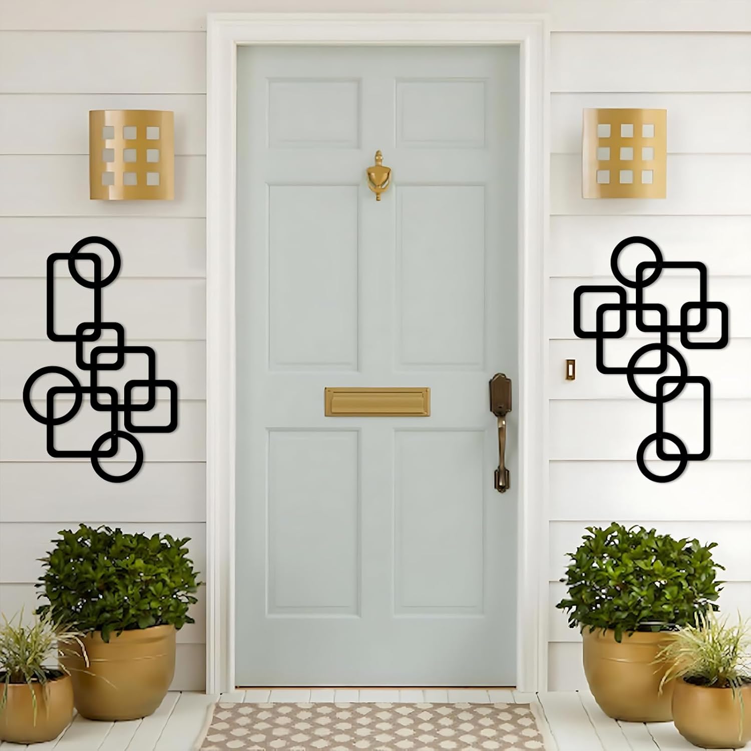 2 Pcs Mid Century Metal Wall Art, 3D Abstract Black