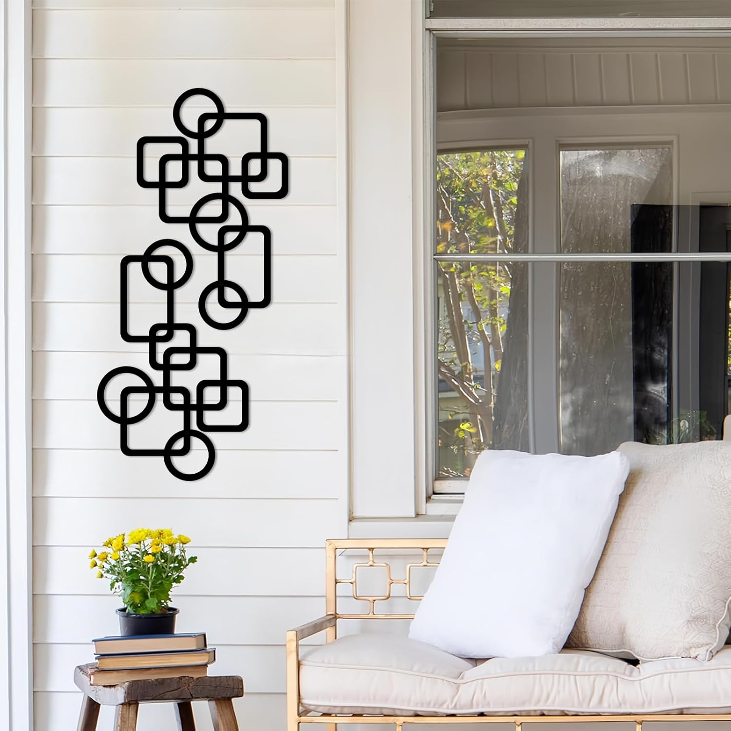 2 Pcs Mid Century Metal Wall Art, 3D Abstract Black