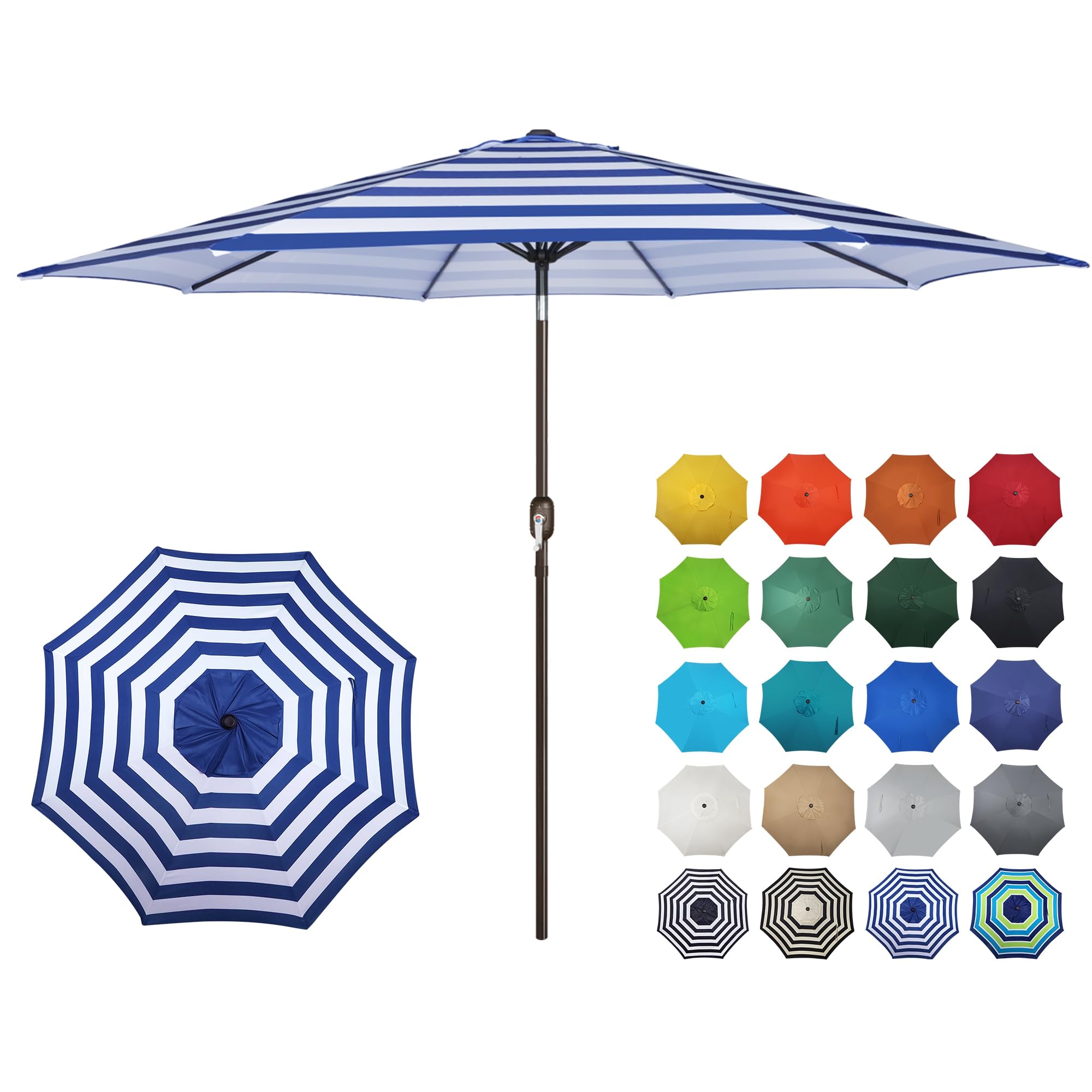 Blissun 10FT Outdoor Patio Umbrella, Outdoor Table Umbrella, Yard Umbrella, Market Umbrella with 8 Sturdy Ribs, Push Button Tilt and Crank