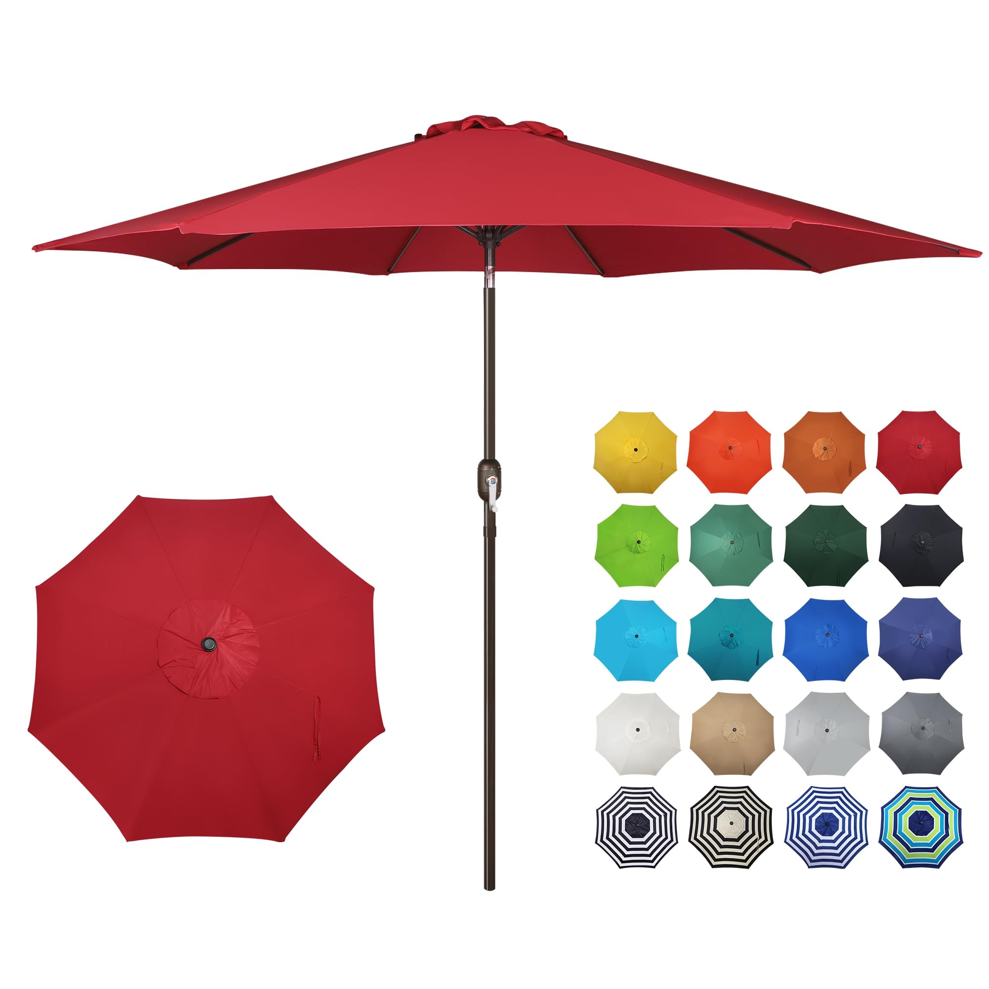 Blissun 10FT Outdoor Patio Umbrella, Outdoor Table Umbrella, Yard Umbrella, Market Umbrella with 8 Sturdy Ribs, Push Button Tilt and Crank