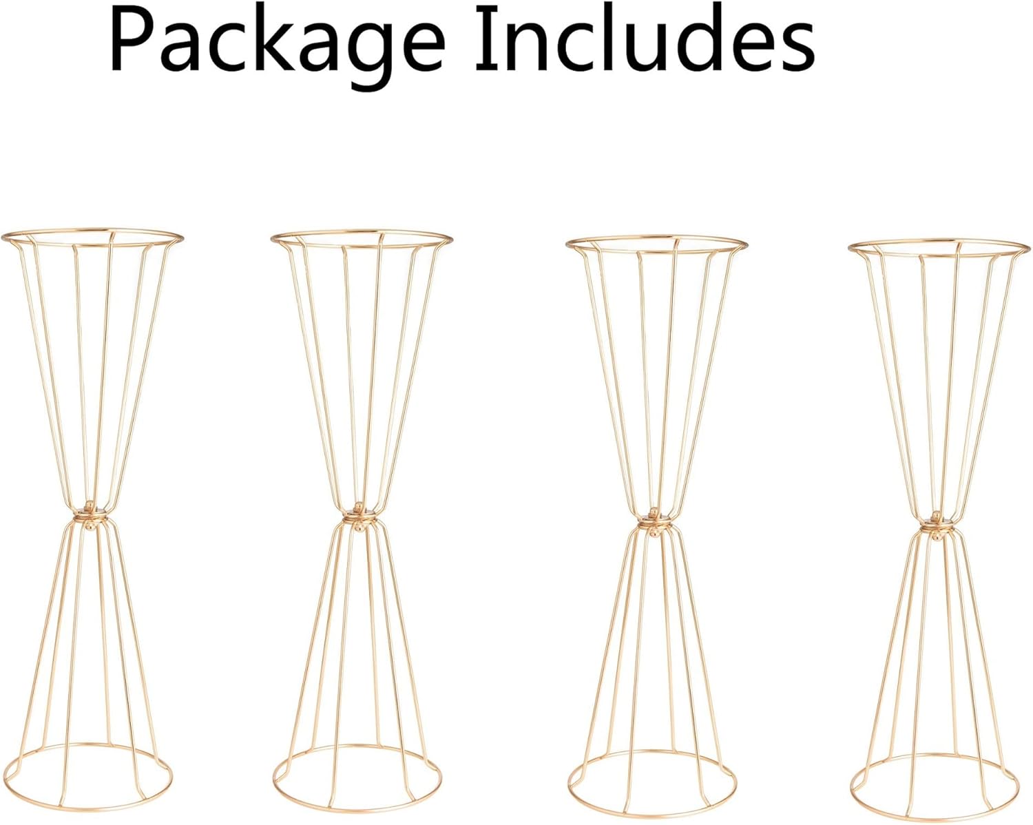 Gold Vases Centerpieces for Wedding Geometric Metal Flower Stand for Tables Bulk, 4pcs 23.6” Tall Trumpet Vases for Centerpieces Party Dinner Anniversary Ceremony