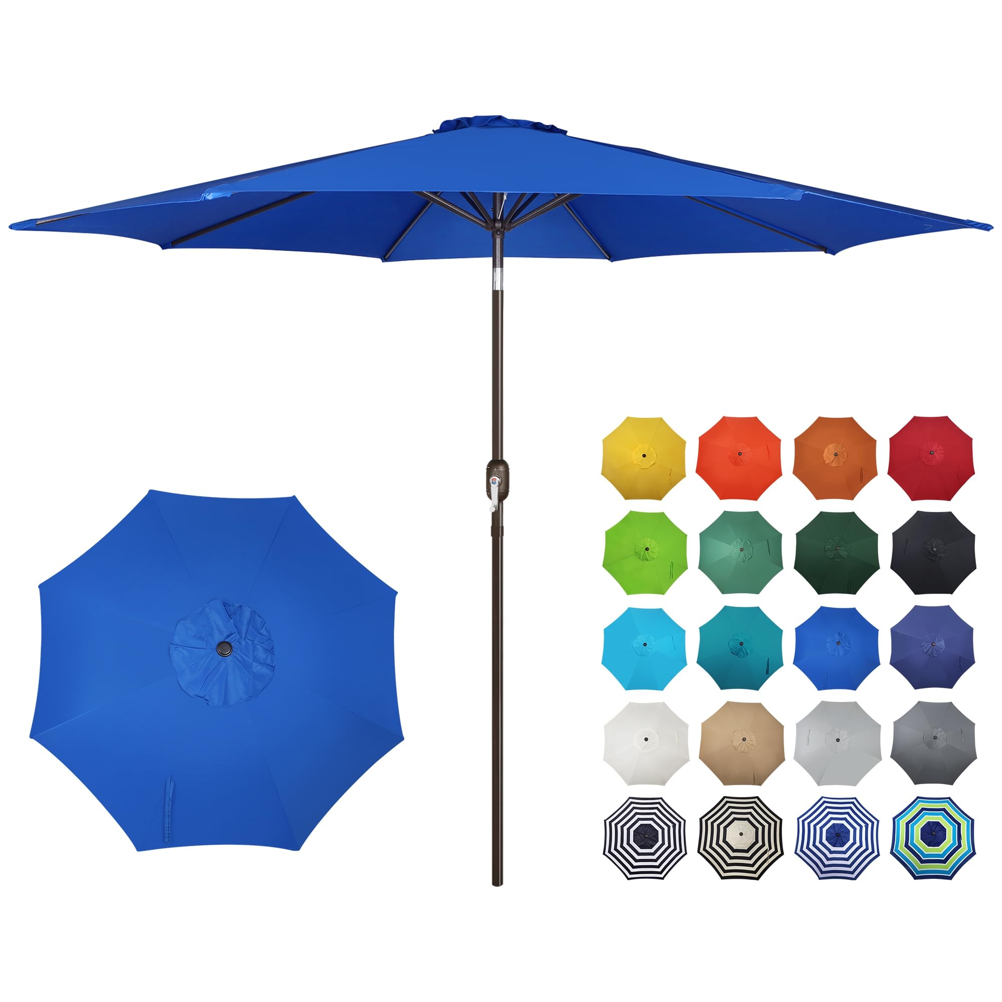 Blissun 10FT Outdoor Patio Umbrella, Outdoor Table Umbrella, Yard Umbrella, Market Umbrella with 8 Sturdy Ribs, Push Button Tilt and Crank