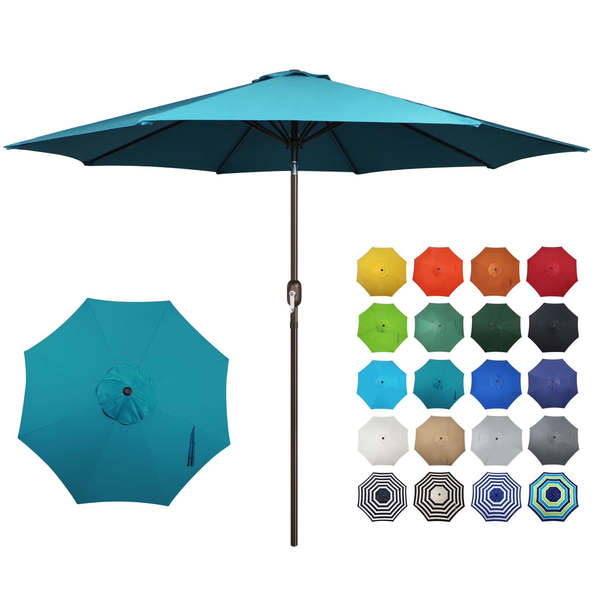 Blissun 10FT Outdoor Patio Umbrella, Outdoor Table Umbrella, Yard Umbrella, Market Umbrella with 8 Sturdy Ribs, Push Button Tilt and Crank