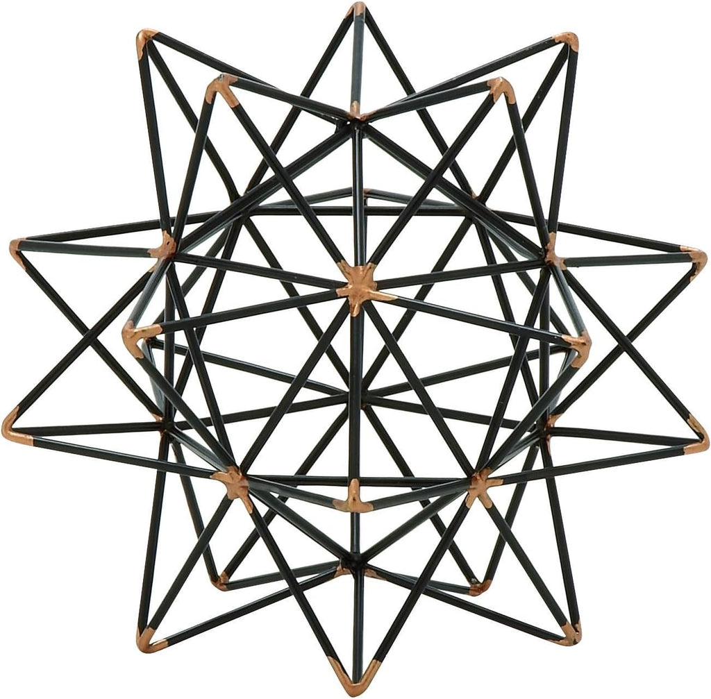 Deco 79 Metal Geometric Decorative Sculpture Home Decor Statue with Gold Accents, Accent Figurine 7" x 7" x 7", Black