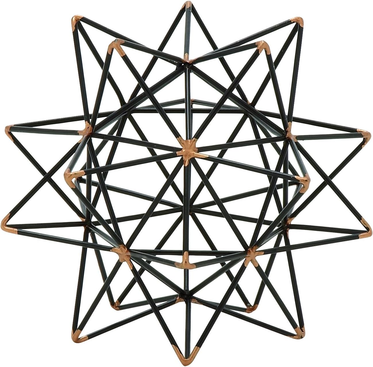 Deco 79 Metal Geometric Decorative Sculpture Home Decor Statue with Gold Accents, Accent Figurine 7" x 7" x 7", Black