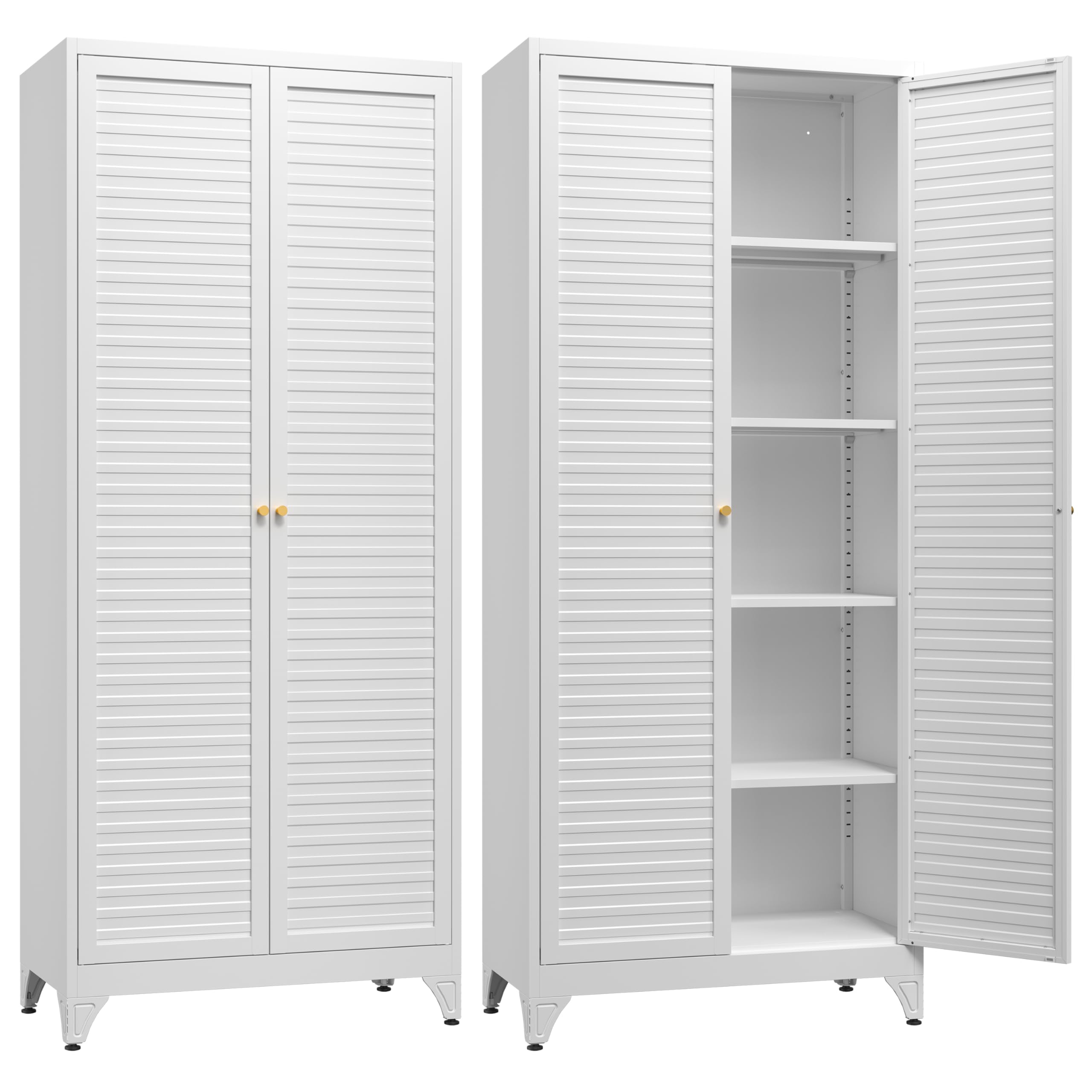 SteeLoong Kitchen Pantry Cabinet,75" Metal Storage Cabinet with Doors and 5 Adjustable Shelves,Black Tall Locker Organizer Steel Garage Cabinets for Tool,File Cabinet for Office,Kitchen,Garage,School