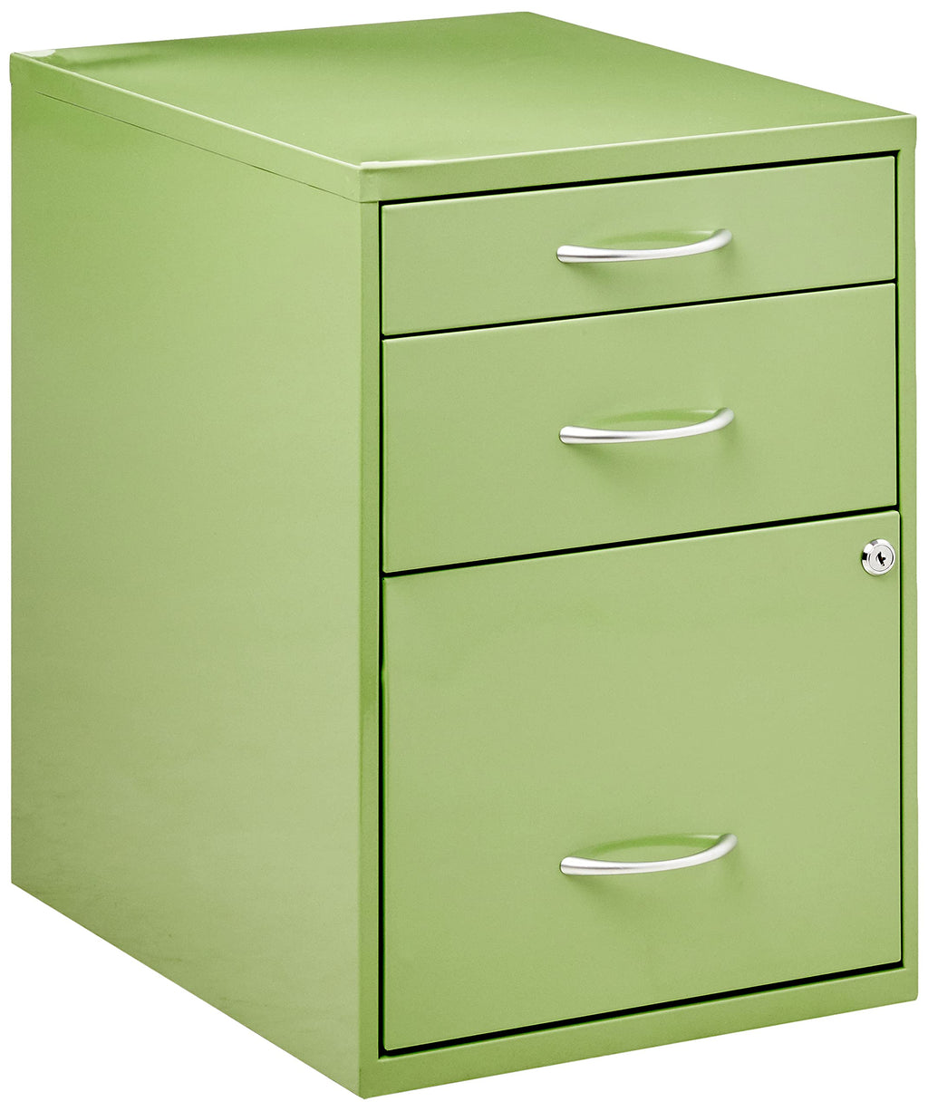 OSP Home Furnishings HPB Heavy Duty 3-Drawer Metal File Cabinet for Standard Files and Office Supplies, Green Finish