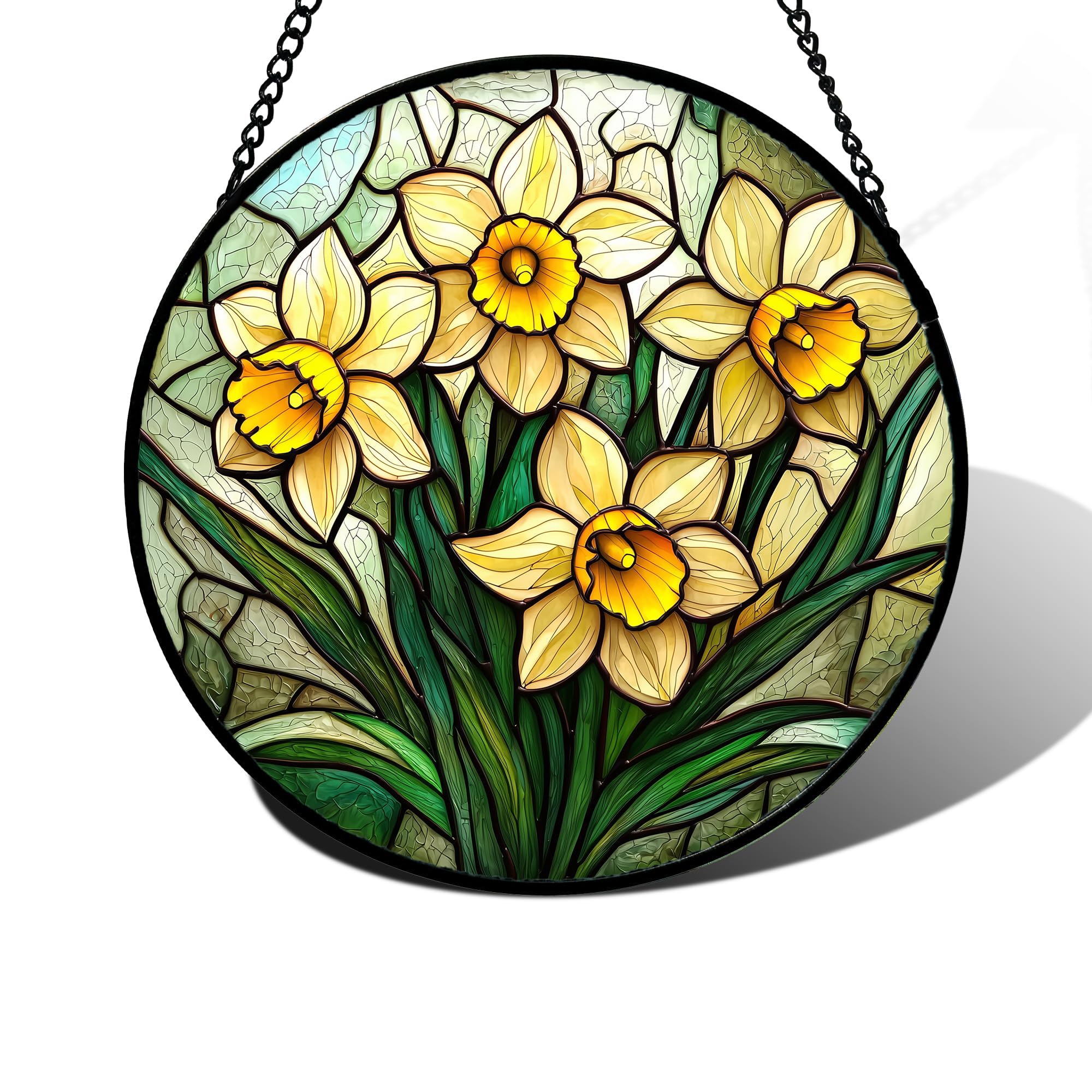 DASTOLL Stained Glass Window Hanging, Hydrangea Flowers Sun Catchers Diamond Glass Panel Hangings Plant Suncatcher Decor for Birthday for Women, Men, Wife, Aunt, and Mom 6.3 in