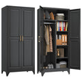 SteeLoong Kitchen Pantry Cabinet,75" Metal Storage Cabinet with Doors and 5 Adjustable Shelves,Black Tall Locker Organizer Steel Garage Cabinets for Tool,File Cabinet for Office,Kitchen,Garage,School