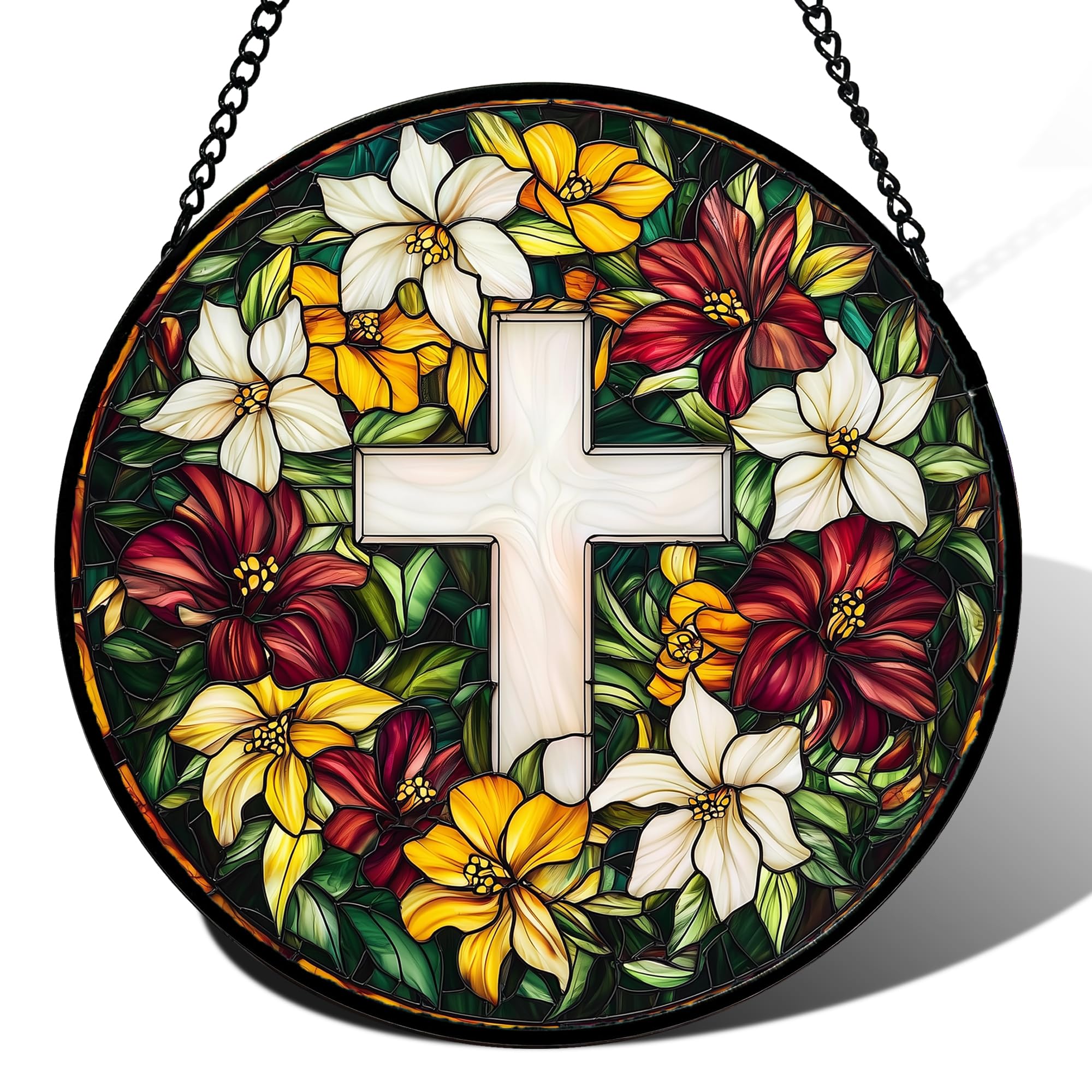 DASTOLL Stained Glass Window Hanging, Hydrangea Flowers Sun Catchers Diamond Glass Panel Hangings Plant Suncatcher Decor for Birthday for Women, Men, Wife, Aunt, and Mom 6.3 in