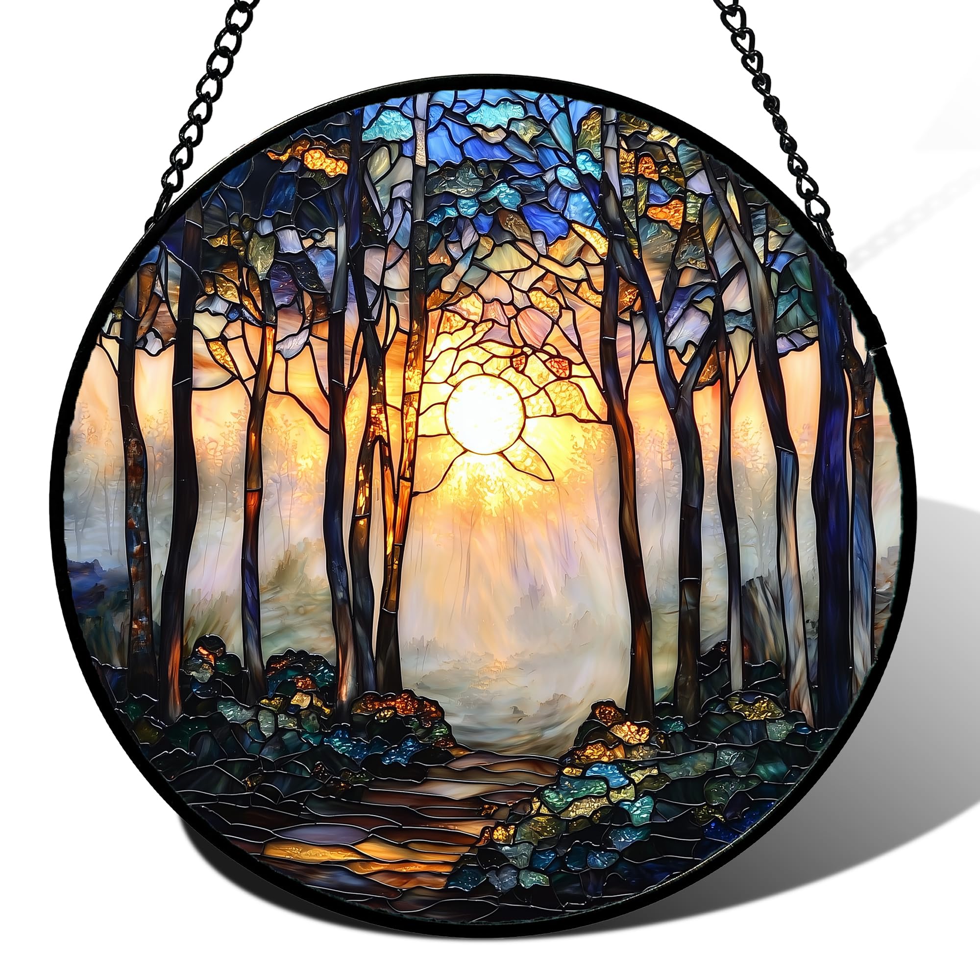 DASTOLL Stained Glass Window Hanging, Hydrangea Flowers Sun Catchers Diamond Glass Panel Hangings Plant Suncatcher Decor for Birthday for Women, Men, Wife, Aunt, and Mom 6.3 in