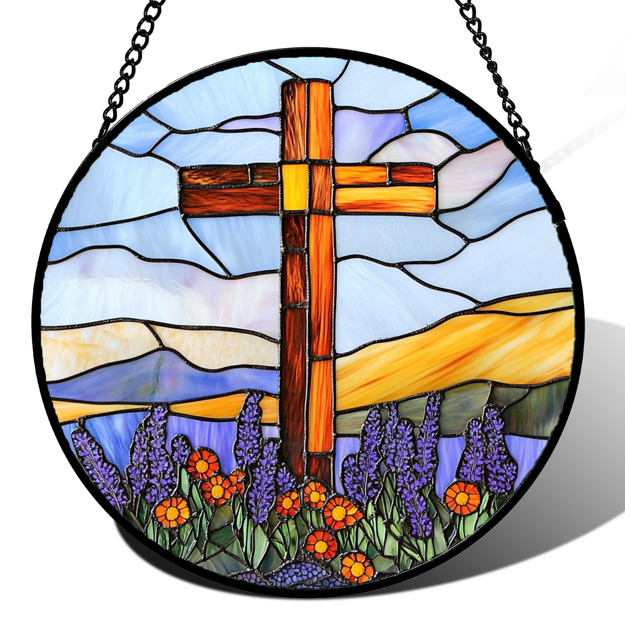 DASTOLL Stained Glass Window Hanging, Hydrangea Flowers Sun Catchers Diamond Glass Panel Hangings Plant Suncatcher Decor for Birthday for Women, Men, Wife, Aunt, and Mom 6.3 in