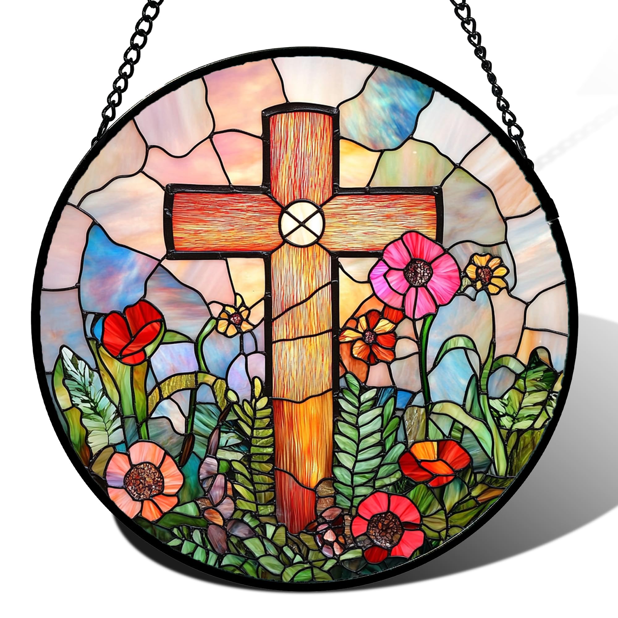 DASTOLL Stained Glass Window Hanging, Hydrangea Flowers Sun Catchers Diamond Glass Panel Hangings Plant Suncatcher Decor for Birthday for Women, Men, Wife, Aunt, and Mom 6.3 in