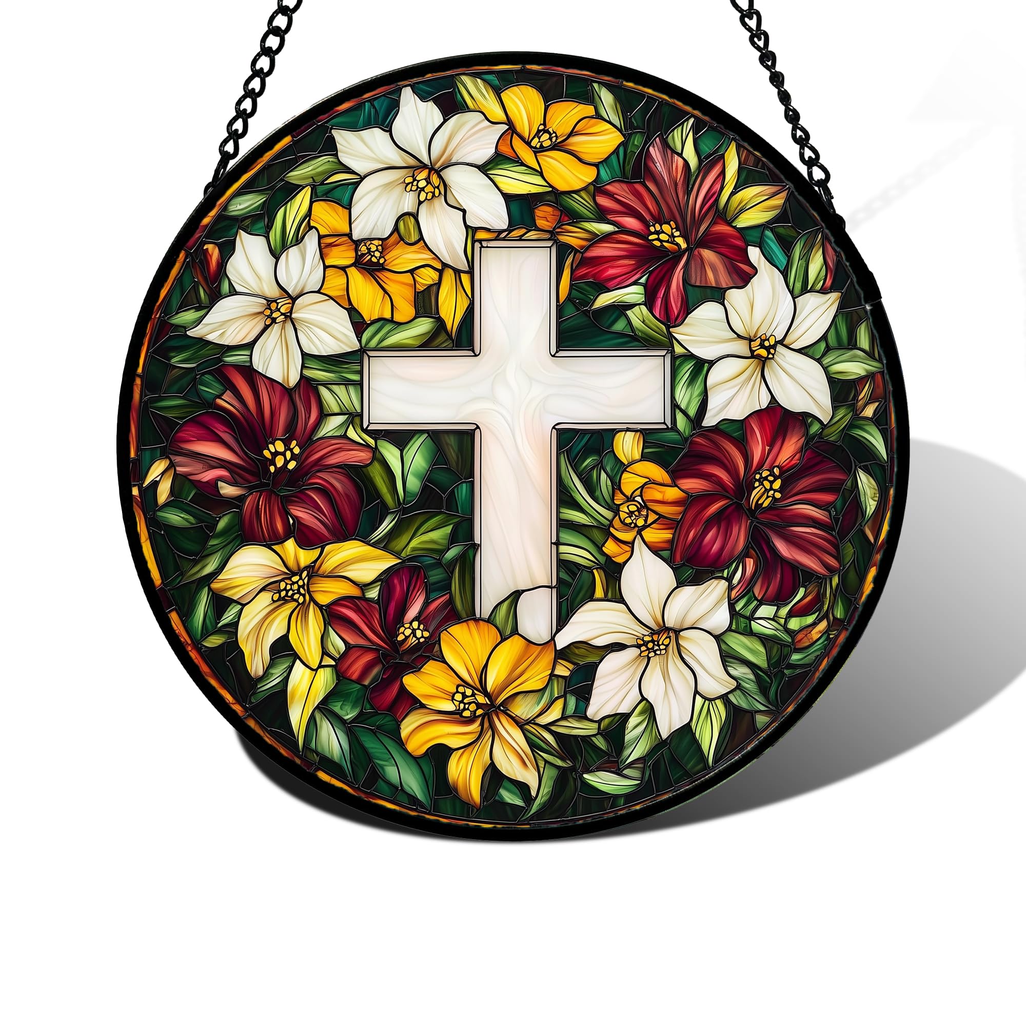 DASTOLL Stained Glass Window Hanging, Hydrangea Flowers Sun Catchers Diamond Glass Panel Hangings Plant Suncatcher Decor for Birthday for Women, Men, Wife, Aunt, and Mom 6.3 in