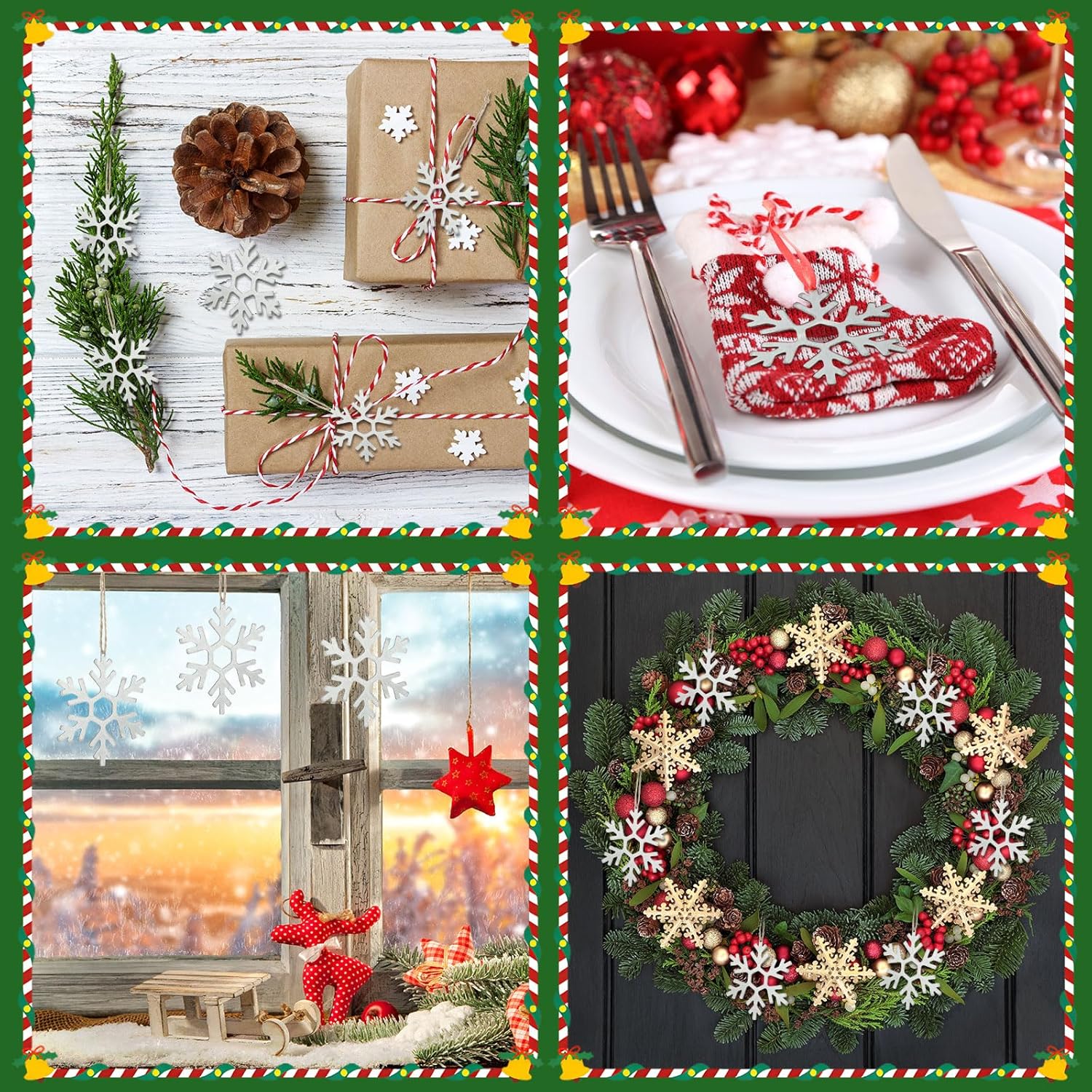 Shimeyao 12 Pcs Christmas Metal Snowflake Ornaments Winter Metal Hanging Tree Decorations Winter Christmas Decor for Tree Crafts for Home Indoor Outdoor Holiday Party(Hexagonal Snowflake)