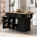 Farmhouse Outdoor Kitchen Island, Rolling Bar Cart & Storage Cabinet with Stainless Steel Top, Spice Rack, Towel Rack for Kitchen & Barbecue, Solid Wood Outdoor Grill Table (Natural)