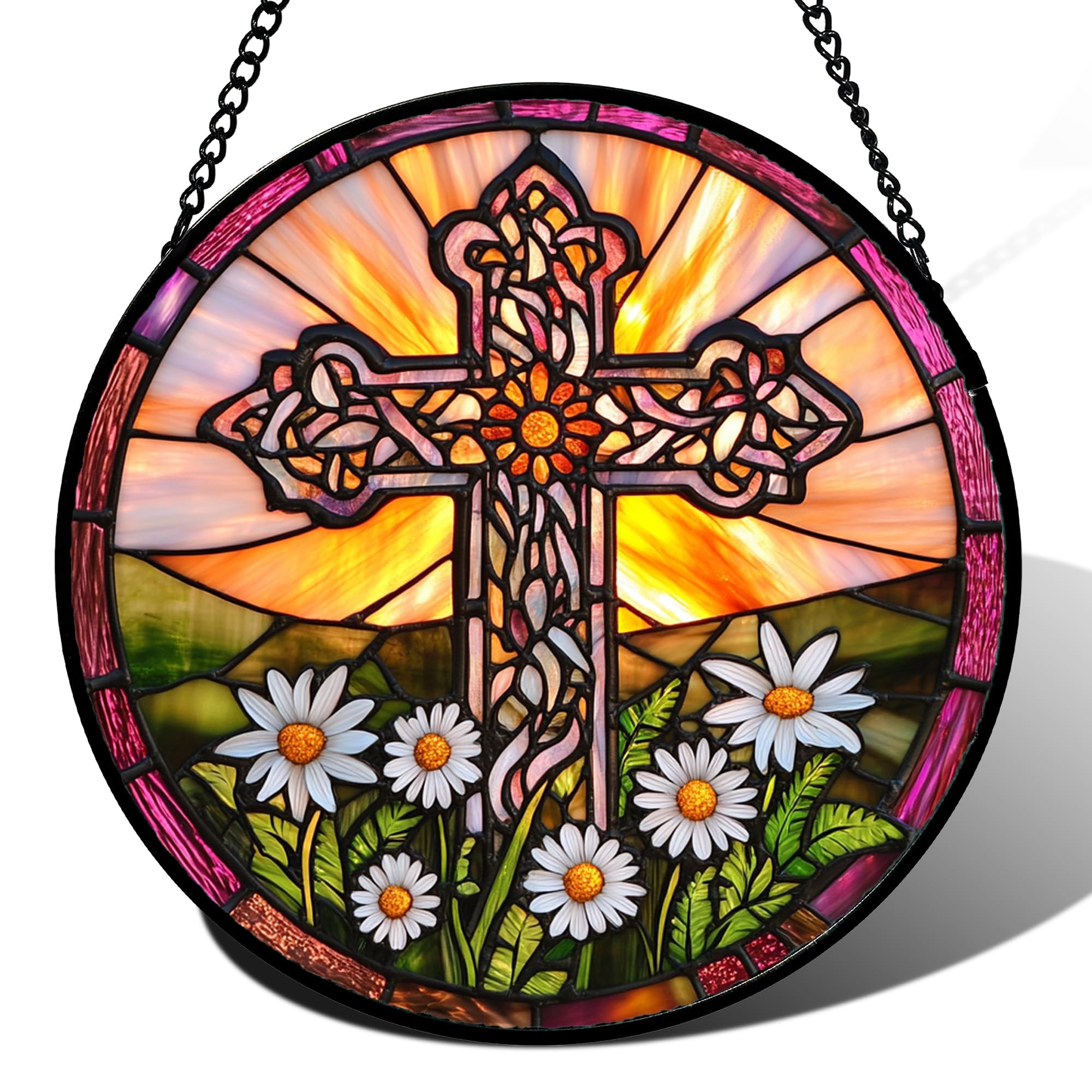 DASTOLL Stained Glass Window Hanging, Hydrangea Flowers Sun Catchers Diamond Glass Panel Hangings Plant Suncatcher Decor for Birthday for Women, Men, Wife, Aunt, and Mom 6.3 in