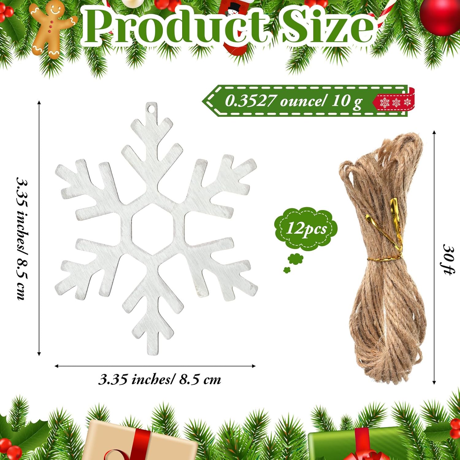 Shimeyao 12 Pcs Christmas Metal Snowflake Ornaments Winter Metal Hanging Tree Decorations Winter Christmas Decor for Tree Crafts for Home Indoor Outdoor Holiday Party(Hexagonal Snowflake)