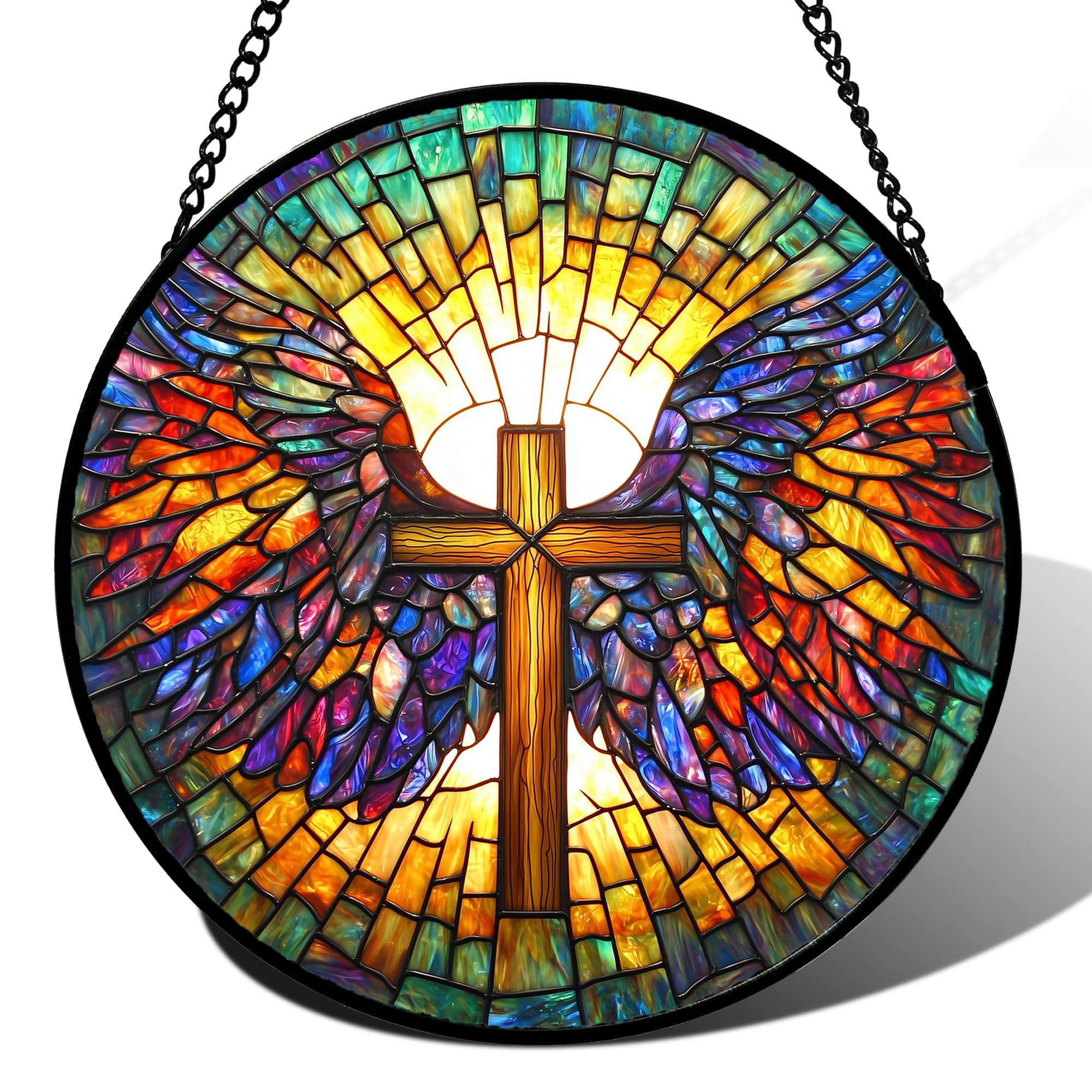 DASTOLL Stained Glass Window Hanging, Hydrangea Flowers Sun Catchers Diamond Glass Panel Hangings Plant Suncatcher Decor for Birthday for Women, Men, Wife, Aunt, and Mom 6.3 in