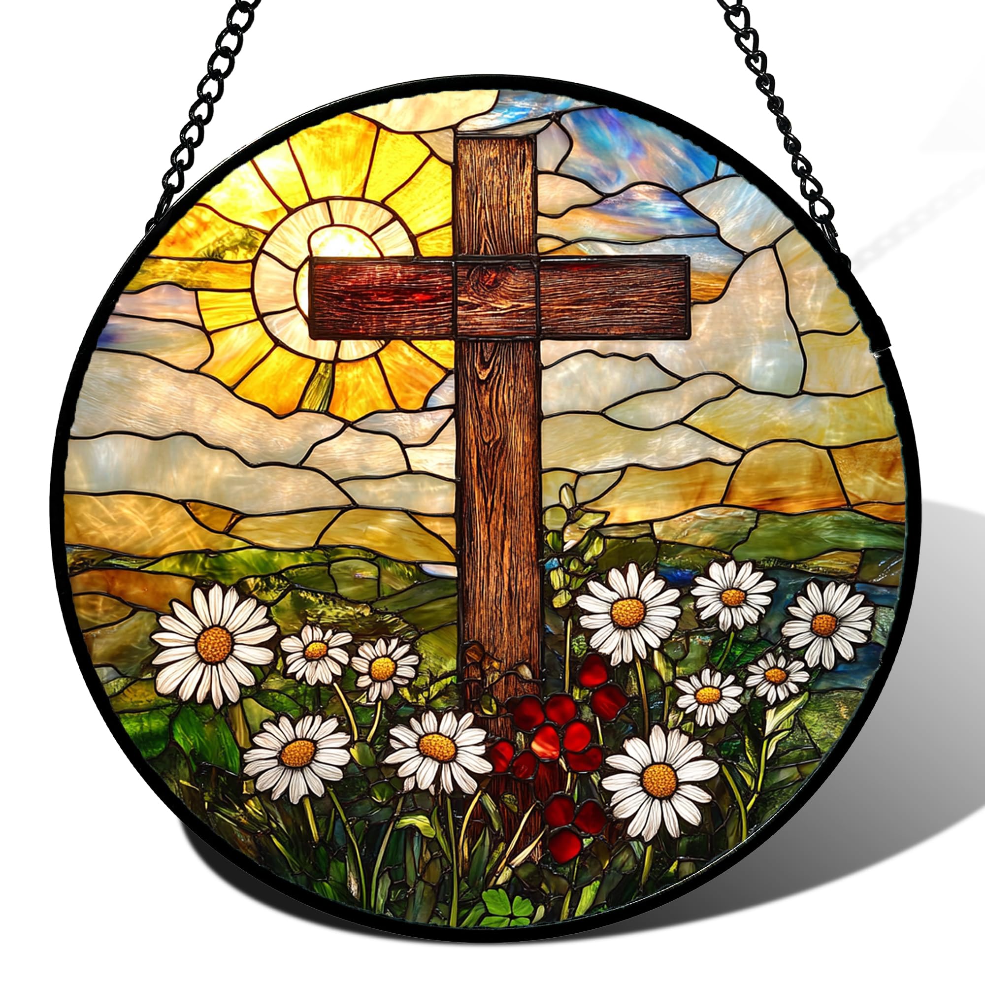 DASTOLL Stained Glass Window Hanging, Hydrangea Flowers Sun Catchers Diamond Glass Panel Hangings Plant Suncatcher Decor for Birthday for Women, Men, Wife, Aunt, and Mom 6.3 in