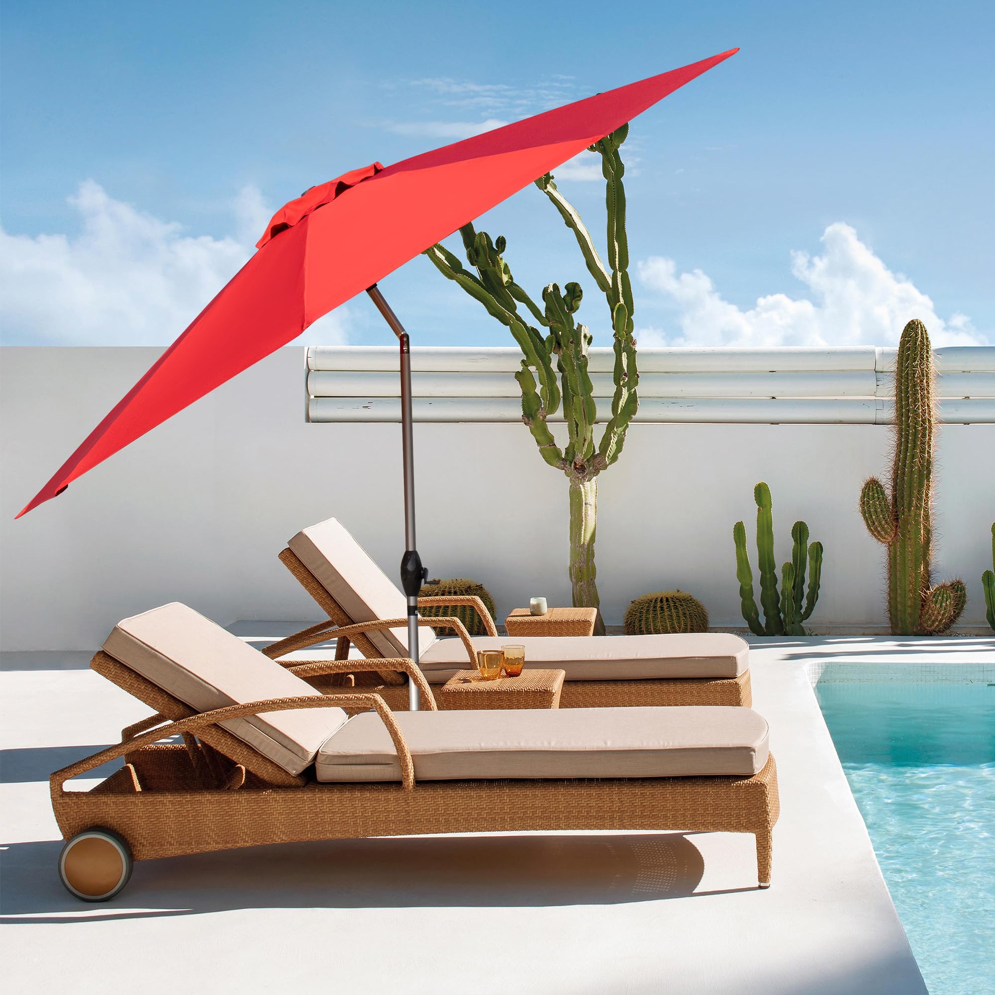 Domi 10FT Outdoor Patio Umbrella, Aluminum Large Table Umbrellas with 8 Sturdy Ribs, Tilt and Sun Umbrellas for Outdoor, Garden, Deck, Backyard and Pool (10FT, Gray)