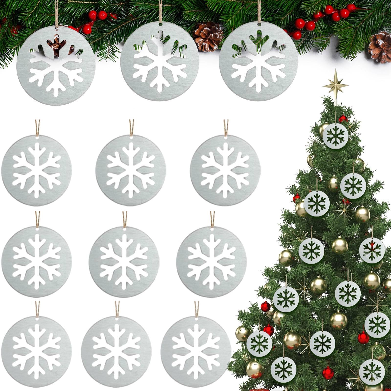Shimeyao 12 Pcs Christmas Metal Snowflake Ornaments Winter Metal Hanging Tree Decorations Winter Christmas Decor for Tree Crafts for Home Indoor Outdoor Holiday Party(Hexagonal Snowflake)
