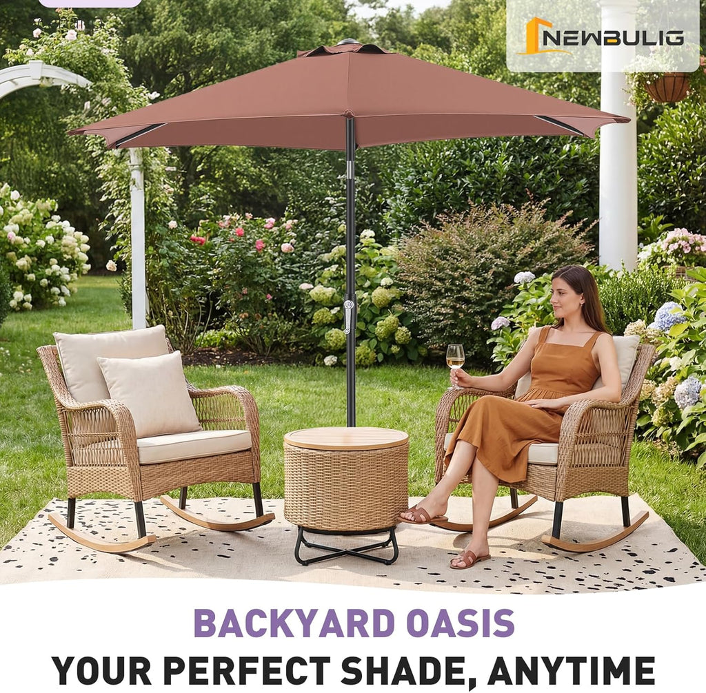 NEWBULIG Patio Umbrella, Outdoor Table Umbrellas with Push Button Tilt and Crank, Sturdy Ribs, Waterproof, UV Protection and Fade Resistant, for Pool, Garden, Market, Backyard