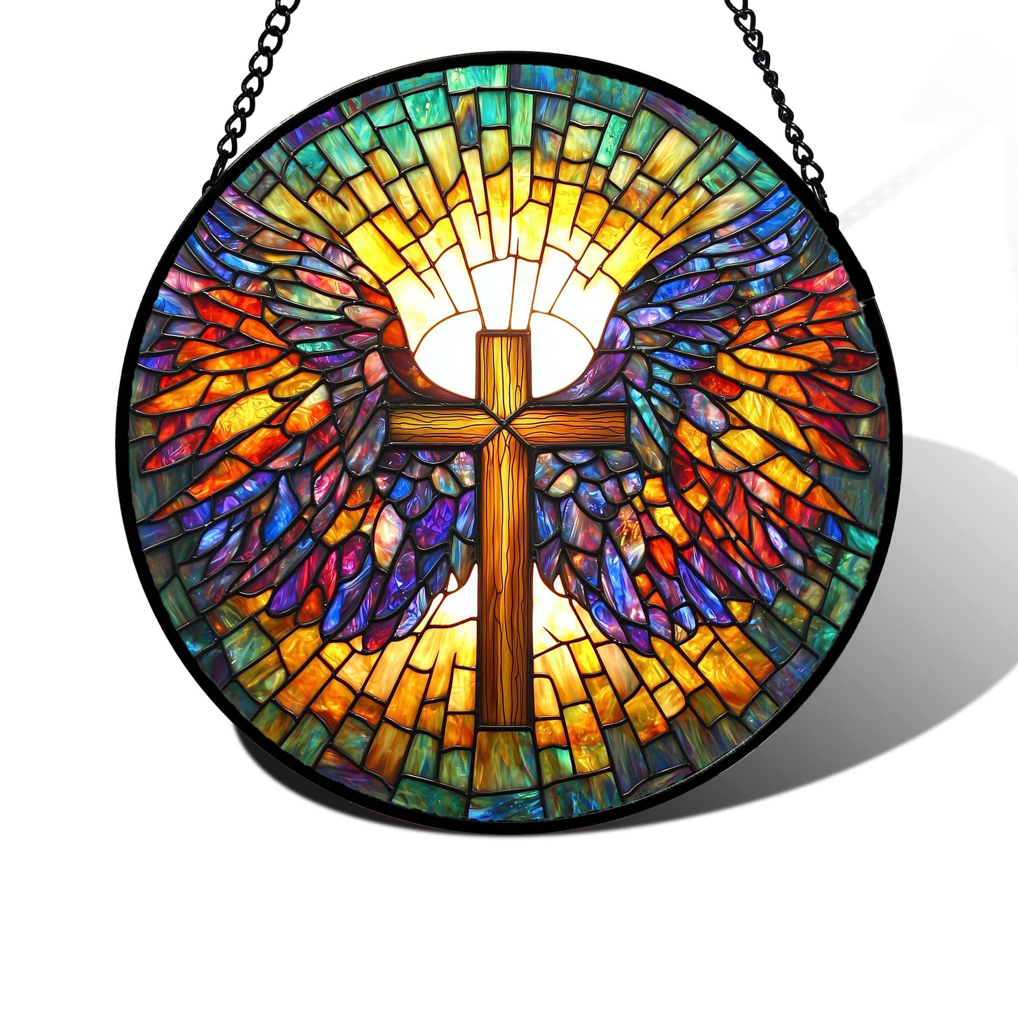 DASTOLL Stained Glass Window Hanging, Hydrangea Flowers Sun Catchers Diamond Glass Panel Hangings Plant Suncatcher Decor for Birthday for Women, Men, Wife, Aunt, and Mom 6.3 in