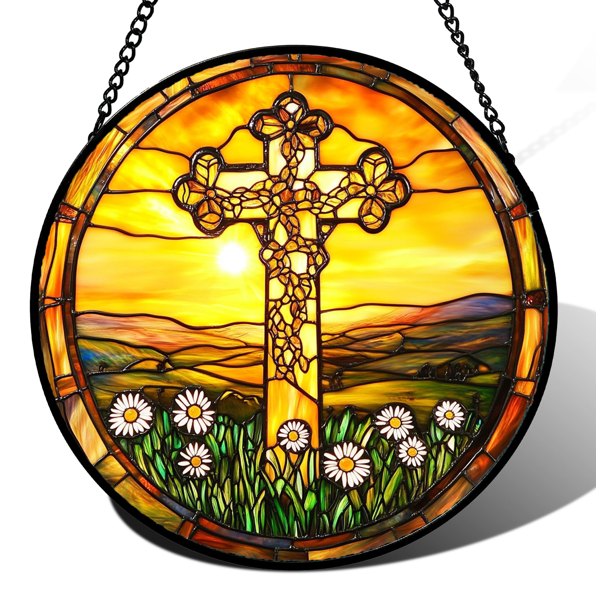 DASTOLL Stained Glass Window Hanging, Hydrangea Flowers Sun Catchers Diamond Glass Panel Hangings Plant Suncatcher Decor for Birthday for Women, Men, Wife, Aunt, and Mom 6.3 in