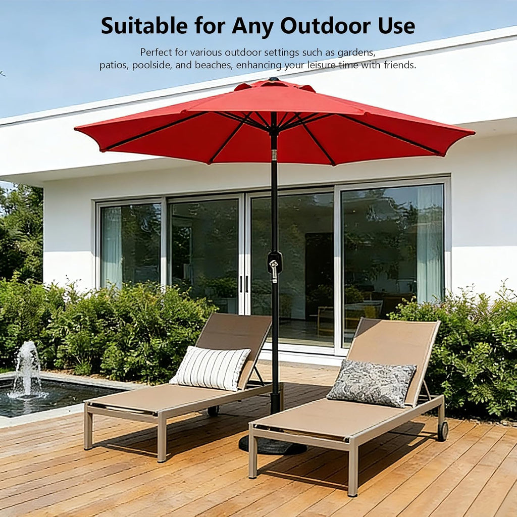 9FT Patio Umbrella - Wind Resistant Outdoor Market Umbrella with Waterproof 180G PG Fabric, UPF 50+ Sun Protection, Heavy Duty Aluminum Pole for Garden, Beach, Deck, Backyard, Red