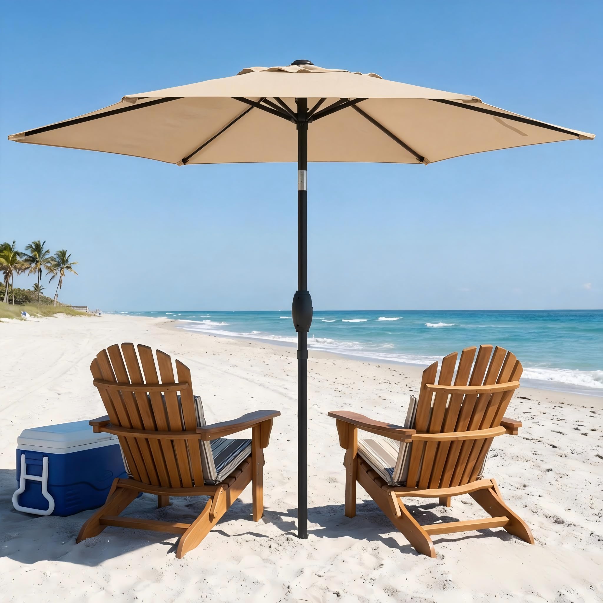 SUNVIVI OUTDOOR Outdoor Patio Umbrella, Patio Umbrella, Market Umbrella, Large Outdoor Umbrella, Metal Pole Umbrella with Push Button Tilt and Crank, Polyester Canopy