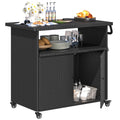 U-MAX Outdoor Grill Table with Storage Kitchen Island Prep Table with Wheels, Storage Cabinets Outdoor, BBQ Serving, Cart Cooking Grilling Station for Patio, Outside, Backyard, Bar