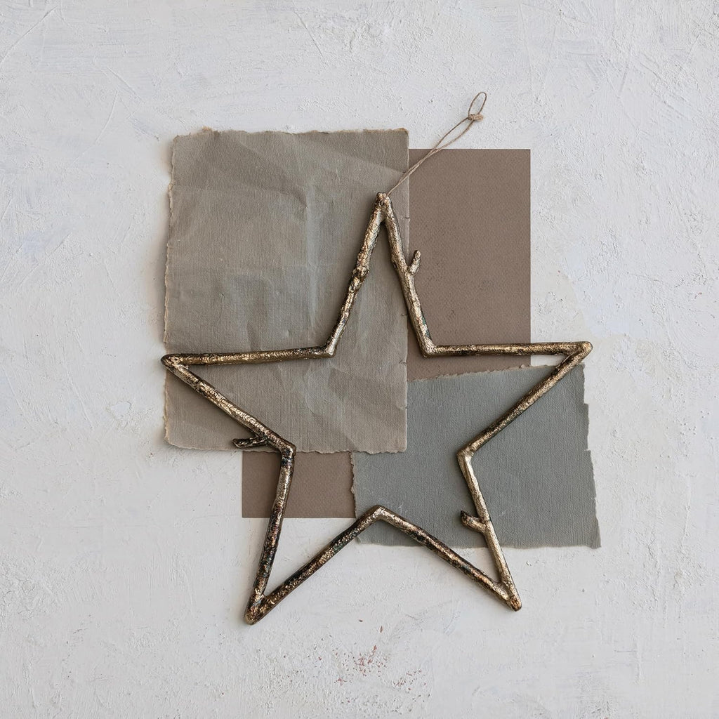 Creative Co-Op Metal Twig Star Ornament, Antique Gold Finish