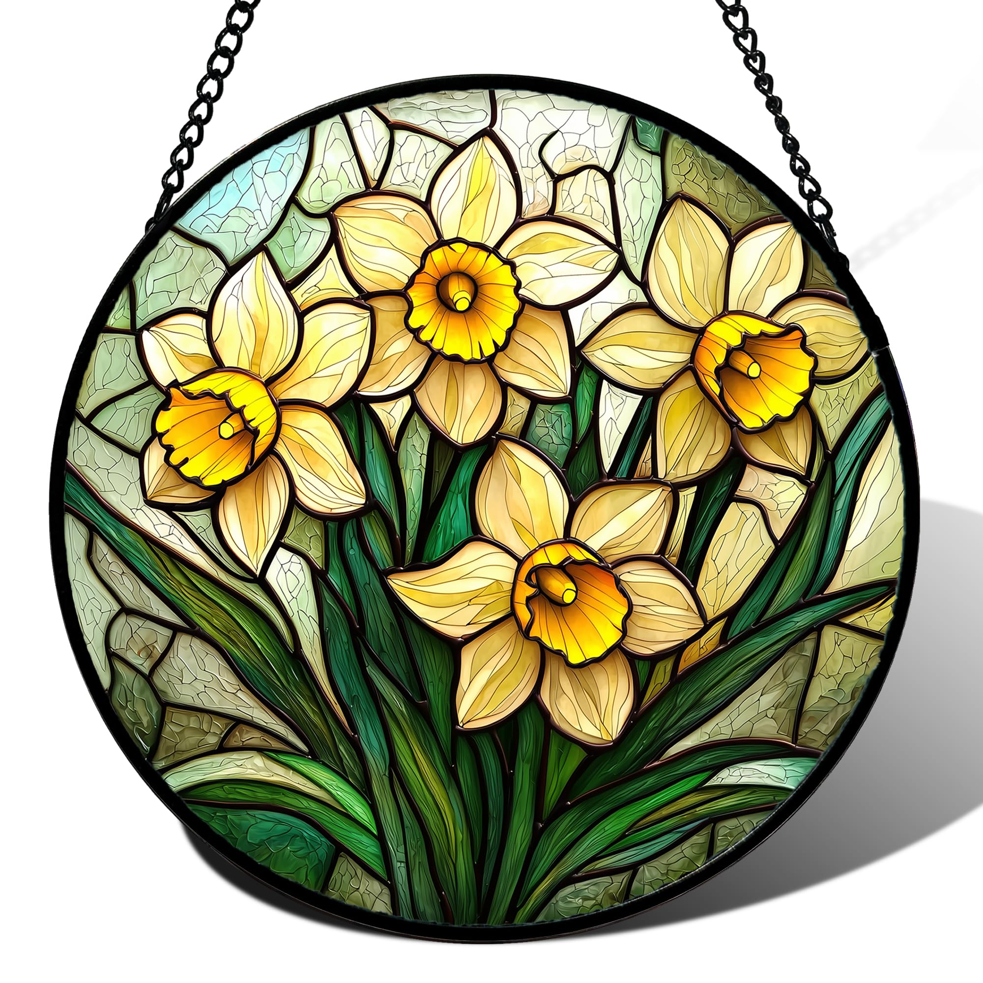 DASTOLL Stained Glass Window Hanging, Hydrangea Flowers Sun Catchers Diamond Glass Panel Hangings Plant Suncatcher Decor for Birthday for Women, Men, Wife, Aunt, and Mom 6.3 in